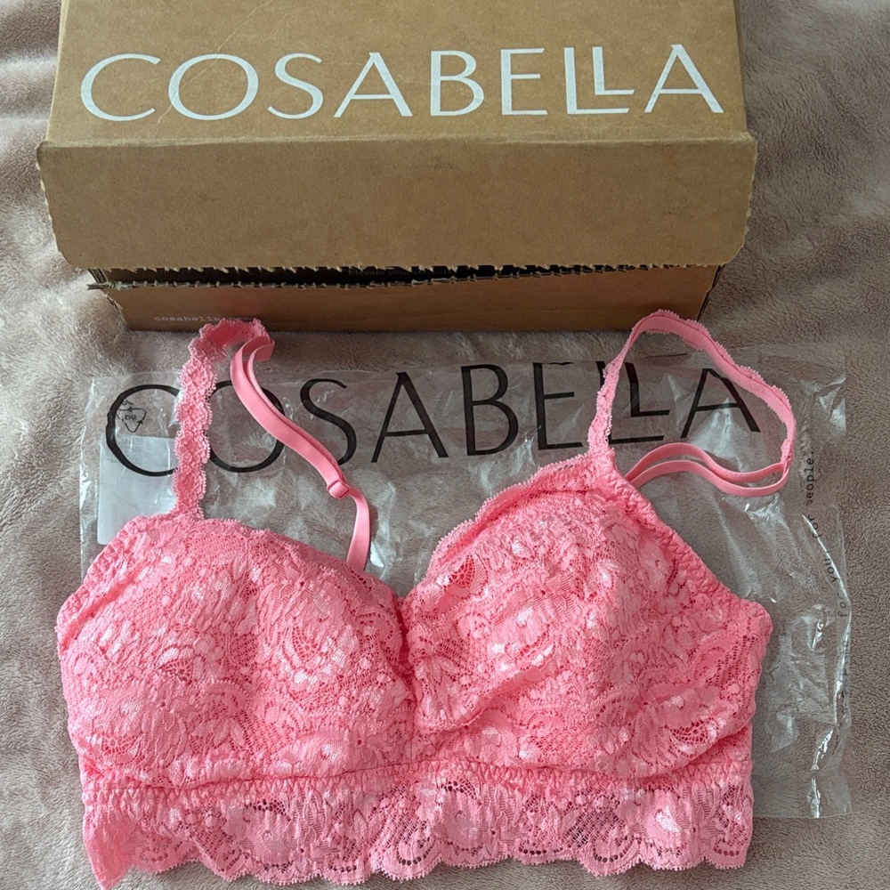 Cosabella Pink Lace Bralette Size M